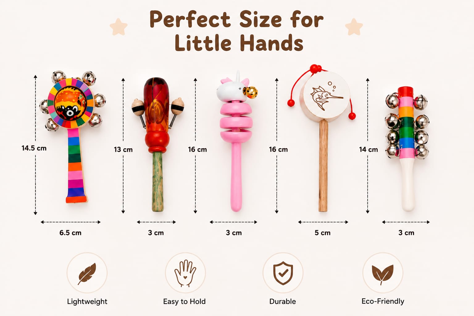 Vanam Little Roots Wooden Baby Rattle Set