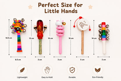 Vanam Little Roots Wooden Baby Rattle Set