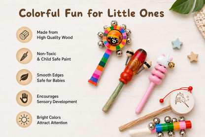 Vanam Little Roots Wooden Baby Rattle Set